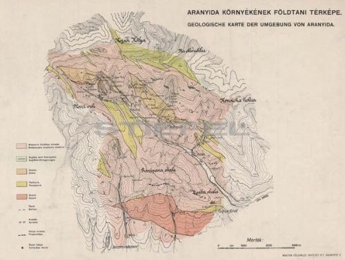 Aranyida környékének földtani térképe fakeretben