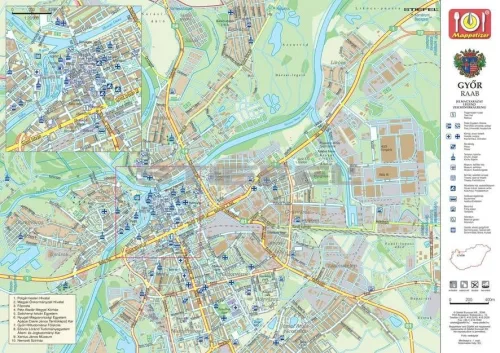 Győr tányéralátét könyöklő + hátoldalon Győr várostérképe