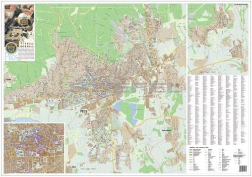 Pécs város térképe, falitérkép