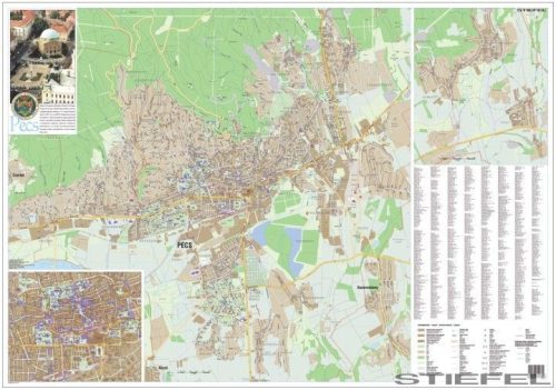 Pécs város térképe, falitérkép