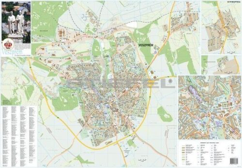 Veszprém város térképe, tűzhető, keretes