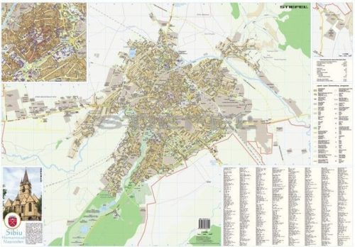 Nagyszeben város (Románia) térképe, tűzhető, keretes