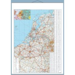 Benelux államok autótérképe tűzhető, keretes