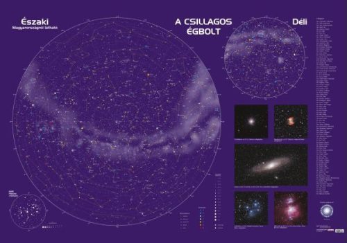 A csillagos égbolt falitérkép (latin és magyar feliratokkal)