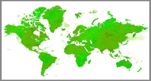 Föld fali dekortérkép zöld színben fémléces kivitelben 100x70