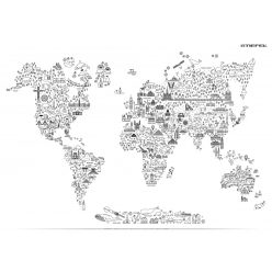   Föld fali dekortérkép rajzos motívumokkal, fémléces kivitelben 140x100