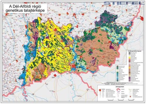 Dél-Alföldi régió genetikus talajtérképe, falitérkép