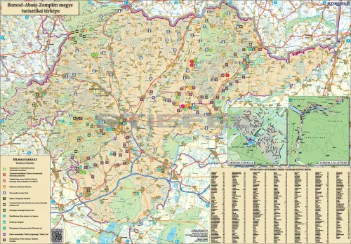 Borsod-Abaúj-Zemplén megye turisztikai kétoldalas hajtott térkép