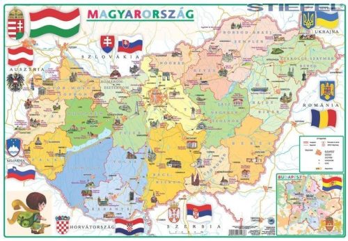 Gyerek Mo. közigazgatása / Mo. domborzat asztali alátét A3 duo