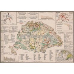   Magyarország gazdaságföldrajzi térképe fakeretben (1921)
