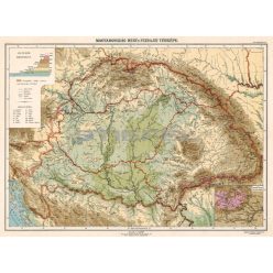 Magyarország hegy- és vízrajzi térképe fakeretben