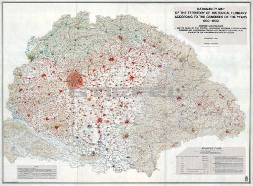 Nationality Map of The Historical Hungary térkép fakeretben