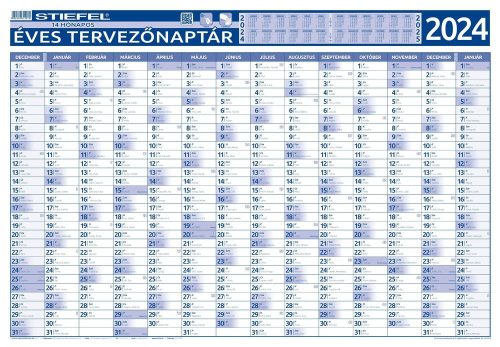 Éves tervezőnaptár (14 havi) faléces 2024