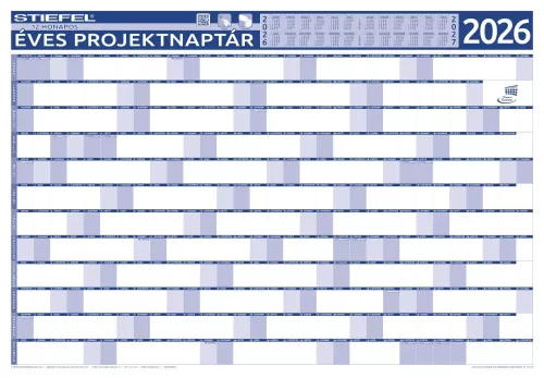 Éves tervezőnaptár + projektnaptár 2026 ajándék filctollal (kétoldalas)
