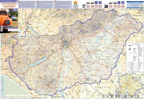 Magyarország autótérképe a járáshatárokkal, falitérkép