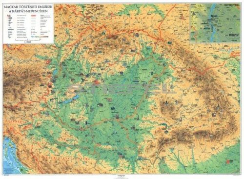 Magyar történeti emlékek a Kárpát-medencében fémléces térkép