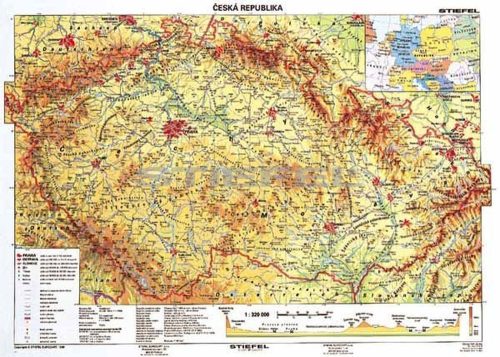 Csehország, domborzati + vaktérkép DUO (cseh)