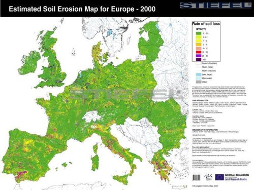 Európai Unió talajeróziós térképe angol nyelven fémléces 