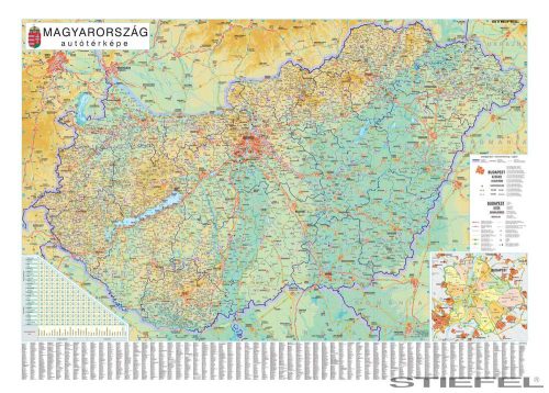 Magyarország autótérképe, falitérkép 