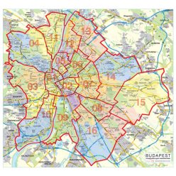   Budapest országgyűlési választókerületei (2025) falitérkép