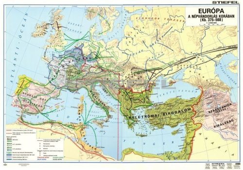 A népvándorlás (140 x 100 cm) iskolai történelmi falitérkép