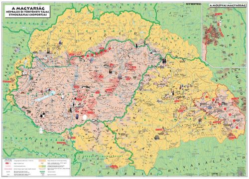A magyarság néprajzi és történeti tájai iskolai falitérkép (140 x 100 cm)
