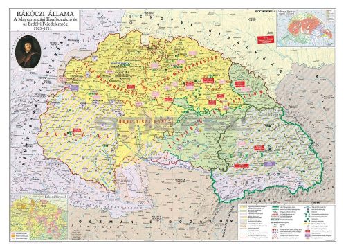 Rákóczi állama és a szabadságharc fémléces térkép