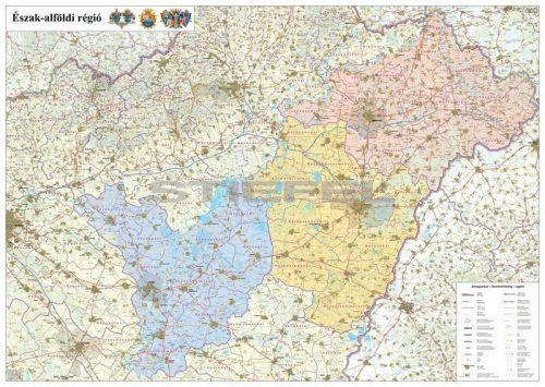Az Észak-alföldi régió fémléces térkép