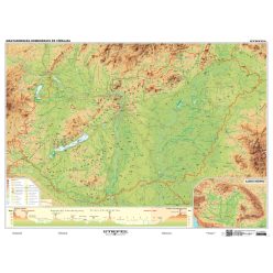   Magyarország domborzata iskolai földrajzi DUO falitérkép (160 x 120 cm), hátoldalán Magyarország körvonalas térképe, klíma diagramokkal. 