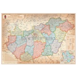   Magyarország közigazgatása különleges színezésű falécezett falitérkép
