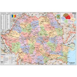   Románia közigazgatási fémléces térkép (román nyelvű)