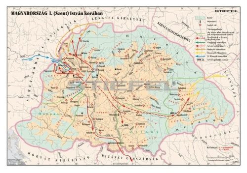 Magyarország Szent István korában iskolai történelmi falitérkép 