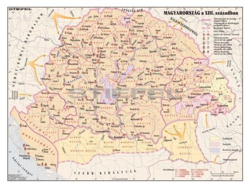Magyarország a XIII. században iskolai történelmi falitérkép 