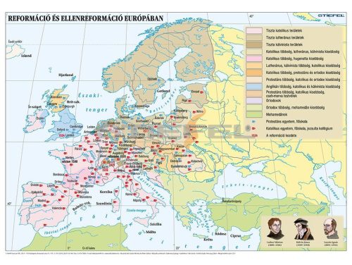 Reformáció és ellenreformáció Európában (140 x 100 cm) iskolai történelmi falitérkép