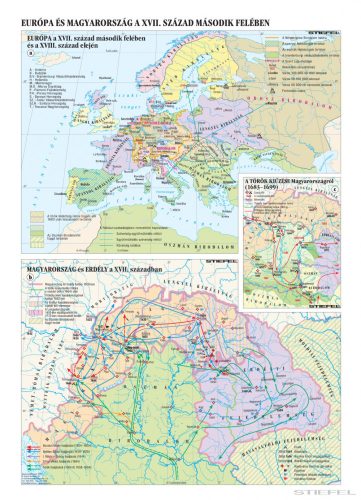 Európa és Magyarország a XVII. sz. második felében (120 x 160 cm) iskolai történelmi falitérkép 