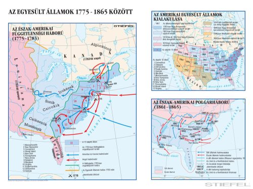 Az Egyesült Államok 1775-1865 között (160 x 120 cm) iskolai történelmi falitérkép