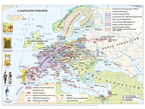 Európa a francia forradalom és a napóleoni háborúk idején (140 x 100 cm) iskolai történelmi falitérkép