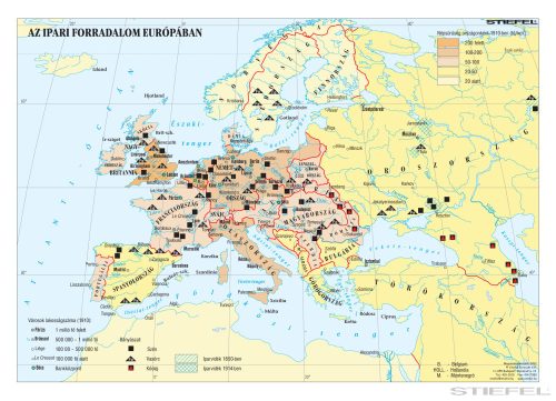 Az ipari forradalom Európában (140 x 100 cm) iskolai történelmi falitérkép