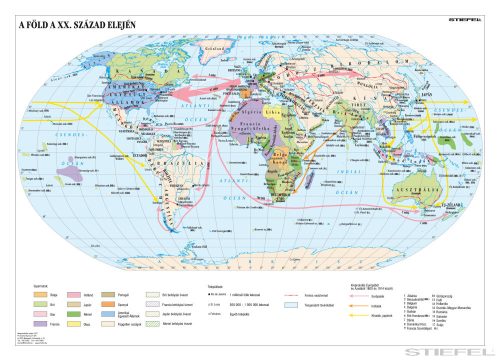A Föld a XX. század elején (160 x 120 cm) iskolai történelmi falitérkép