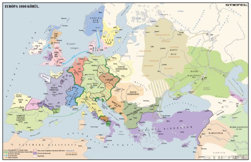Európa 1000 körül (140 x 100 cm) iskolai történelmi falitérkép
