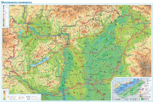 Magyarország domborzata, ásványkincsei és földtani szerkezete iskolai földrajzi falitérkép
