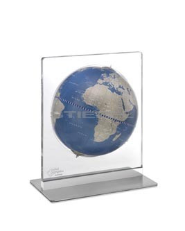 Földgömb asztali ARIA DESK kék metál gömb fém talp plexi váz Ø 22  cm