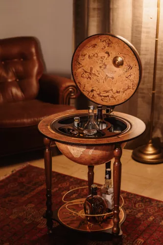 Bárföldgömb gurulós Da Vinci ( a gömb teteje oldalra nyitható )  rozsda  Ø 40  cm