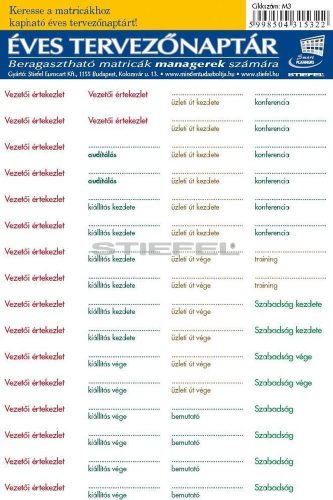 Naptárra ragasztható matrica menedzsereknek