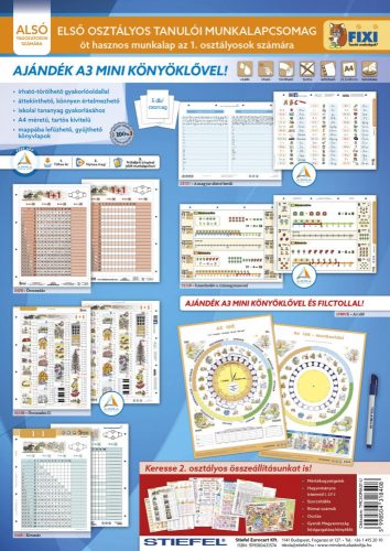 Tanulói munkalap csomag I. osztályosoknak 5 db Fixi tanulói munkalappal, Idő A3 alátéttel és kék filctollal