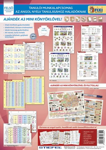 Tanulói munkalapcsomag angol, haladó 5 db Fixi tan. ml., London basic facts al. és kék filctollal