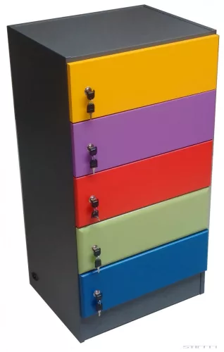 VEGA LOCKER fából készült laptop/notebook/tablet tároló és töltő szekrény, 6 rekeszes